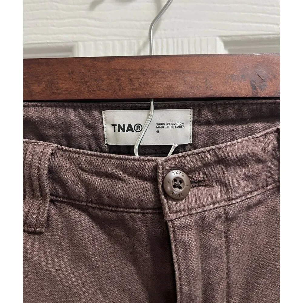 TNA Aritzia Supply Cargo Pants Size 6 Rich Mocha Relaxed Adjustable